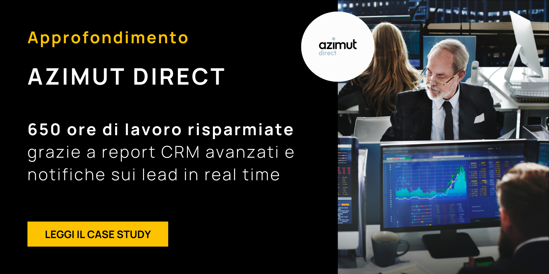 Rappresentazione grafica dell'azienda Azimut Direct con cta per leggere case study