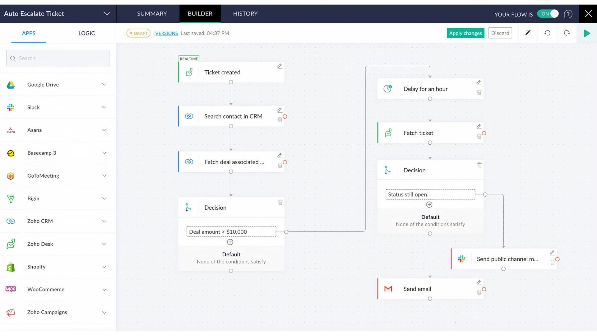 Zoho Flow builder