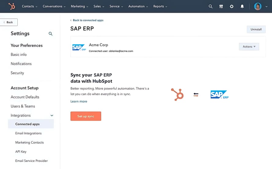 Operations HubSpot Sap ERP 